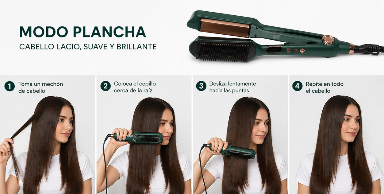 Cepillo plancha y ondulador 2 en 1